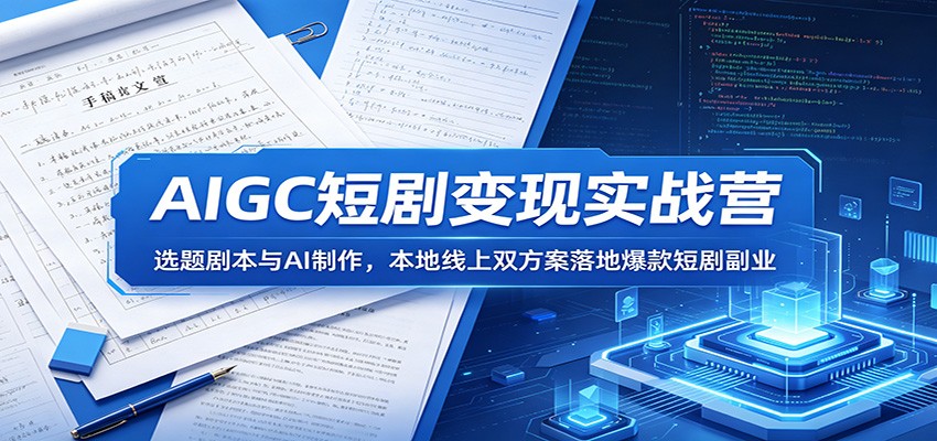 AIGC短剧变现实战营：选题剧本与AI制作，本地线上双方案落地爆款短剧副业-网赚项目平台