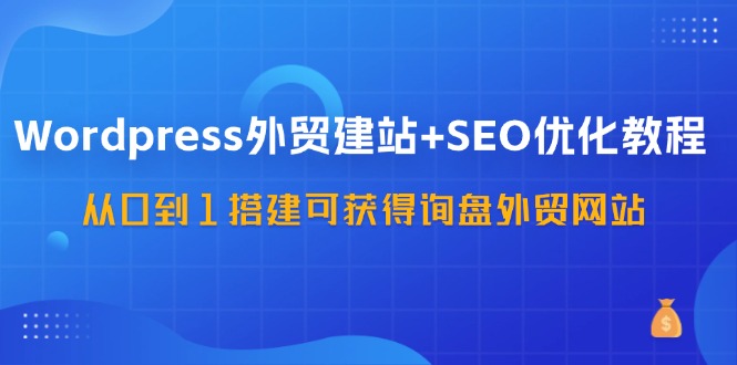 WordPress外贸建站+SEO优化教程，从0到1搭建可获得询盘外贸网站(57节课)-网赚项目平台