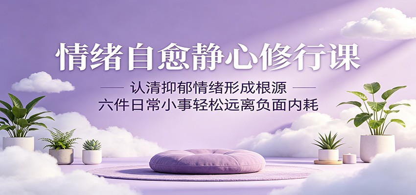 情绪自愈静心修行课：认清抑郁情绪形成根源，六件日常小事轻松远离负面内耗-网赚项目平台
