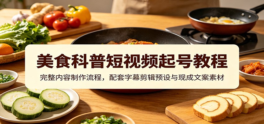 美食科普短视频起号教程：完整内容制作流程，配套字幕剪辑预设与现成文案素材-网赚项目平台