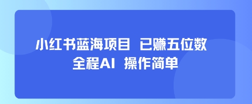 小红书蓝海项目，全程AI，操作简单，已挣五位数-网赚项目平台