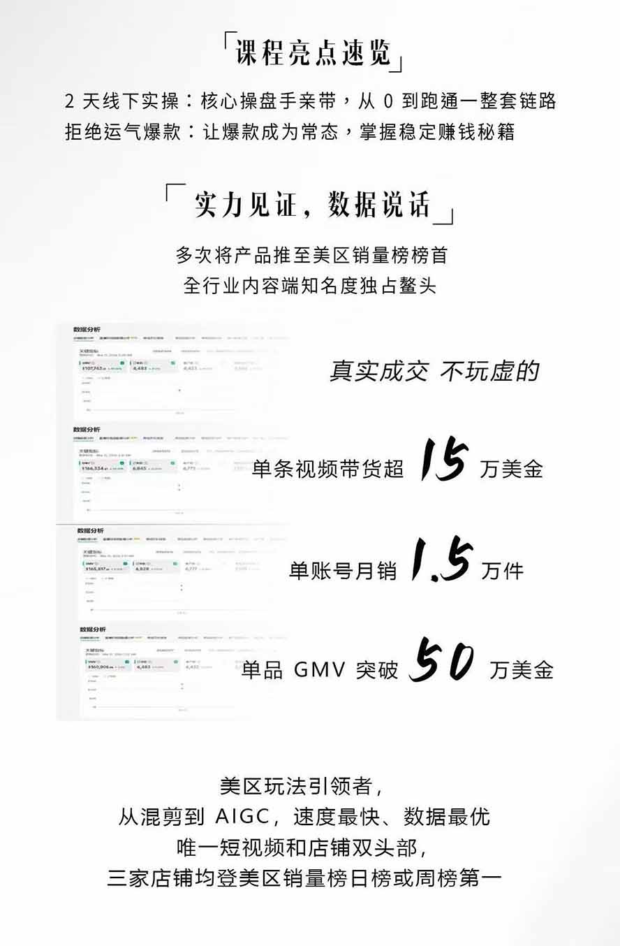 图片[2]-AIGC×TikTok美区短视频带货线下课；两天一夜完整回放，12小时高清视频收录头部操盘手全流程教学-网赚项目平台