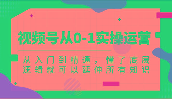 视频号从0-1实操运营，从入门到精通，懂了底层逻辑就可以延伸所有知识(更新2024.7)-网赚项目平台
