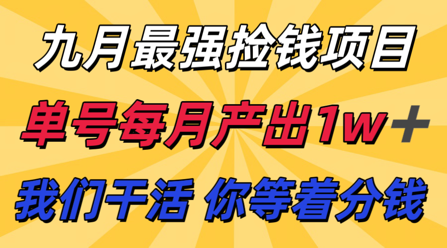 九月最强捡钱项目！ 支付宝分成代运营，我们干活，你分钱！单号月产1w+-网赚项目平台