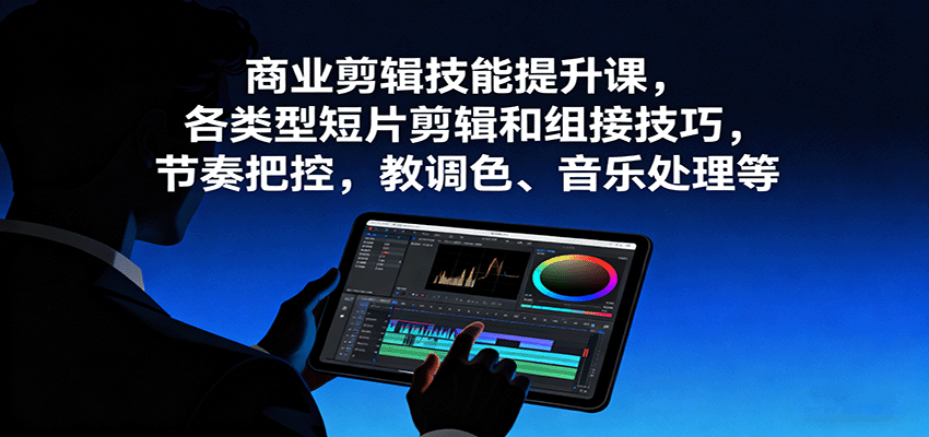 商业剪辑技能提升课，各类型短片剪辑和组接技巧，节奏把控，教调色、音乐处理等-网赚项目平台