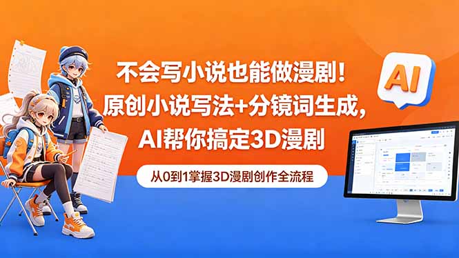 不会写小说也能做漫剧!原创小说写法+分镜词生成,AI帮你搞定3D漫剧-网赚项目平台