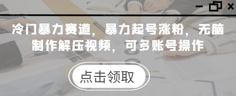 冷门暴力赛道，暴力起号涨粉，无脑制作解压视频，可多账号操作-网赚项目平台
