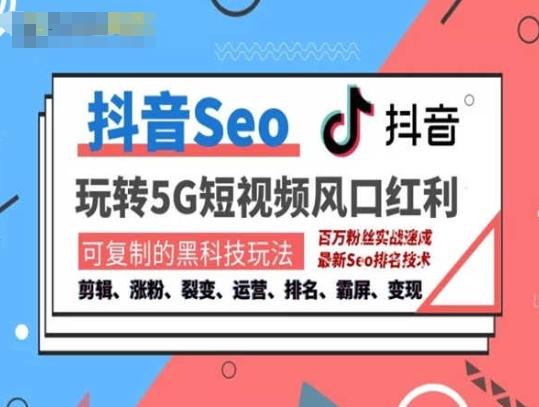 抖音SEO引流培训课程-抓住抖音风口，实现搜索排名，获取精准流量，快速成交变现-网赚项目平台