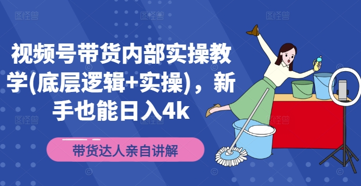 视频号带货内部实操教学(底层逻辑+实操)，新手也能日入4k-网赚项目平台