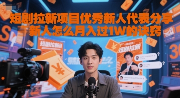短剧拉新项目优秀新人代表分享新人怎么月入过1W的诀窍-网赚项目平台