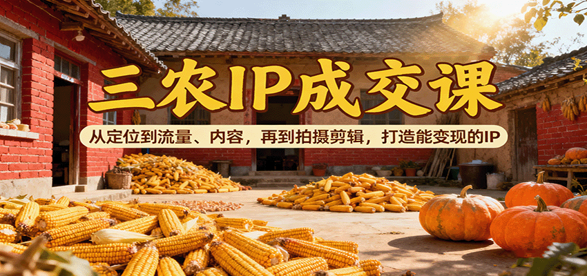 三农IP成交课：从定位到流量、内容，再到拍摄剪辑，打造能变现的IP-网赚项目平台