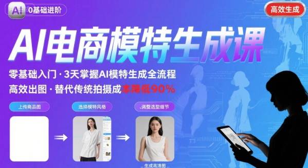 AI模特进阶课程，0基础高效生成逼真电商模特图-网赚项目平台