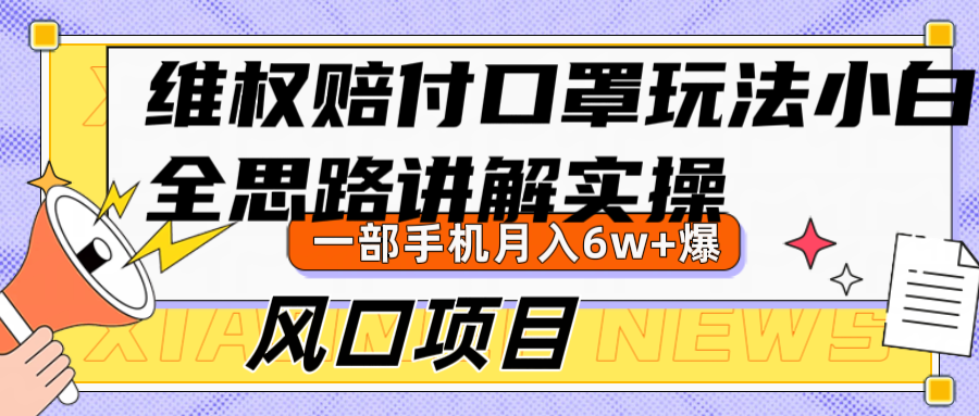 维权赔付口罩玩法，小白也能月入6w+，风口项目实操-网赚项目平台