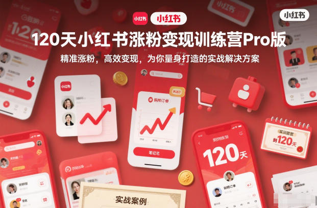 120天小红书涨粉变现训练营Pro版,精准涨粉,高效变现,为你量身打造的实战解决方案-网赚项目平台