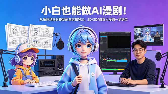 小白也能做AI漫剧！从角色场景分镜到配音剪辑导出，2D/3D/仿真人漫剧一步到位-网赚项目平台