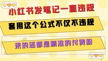 小红书发笔记一直违规，套用这个公式不仅不违规，来的还都是精准的付费粉-网赚项目平台