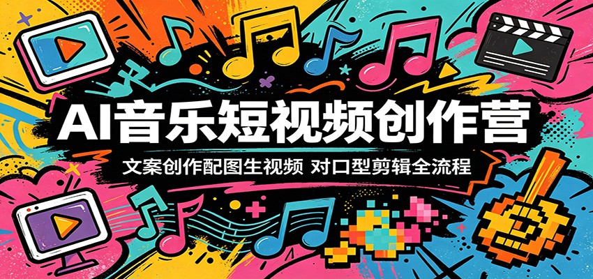 AI音乐短视频创作营:文案创作配图生视频,对口型剪辑全流程-网赚项目平台