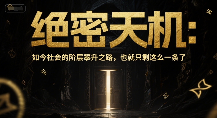 付费文章：绝密天机：如今社会的阶层攀升之路，也就只剩这么一条了-网赚项目平台