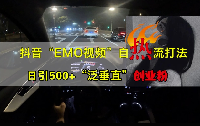 抖音EMO视频自热打法，日引500+“泛垂直”创业粉-网赚项目平台