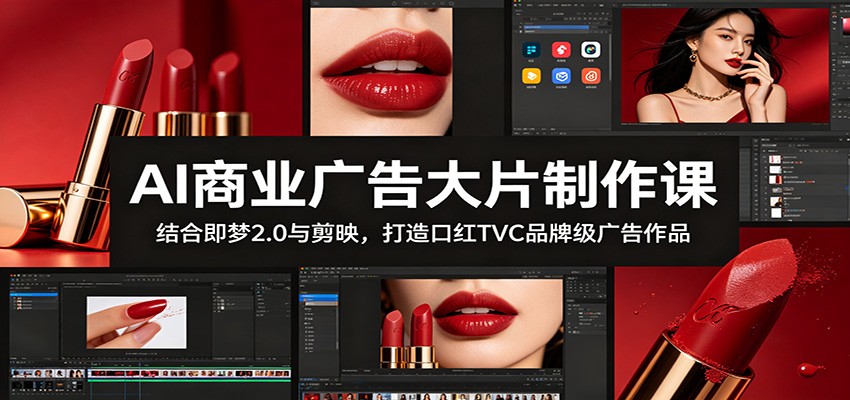 AI商业广告大片制作课:结合即梦2.0与剪映,打造口红TVC品牌级广告作品-网赚项目平台