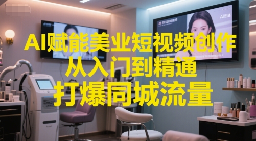 AI赋能美业短视频创作，从入门到精通，打爆同城流量，超级AI工具短视频实操落地-网赚项目平台