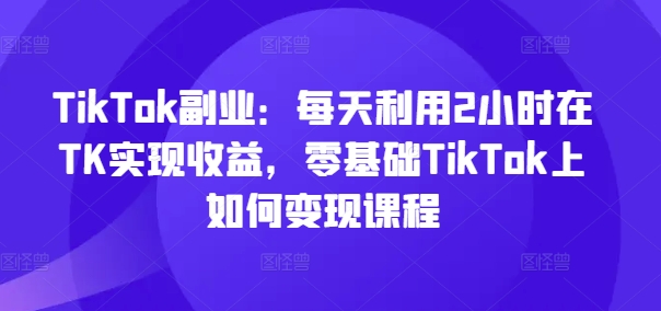 TikTok副业：每天利用2小时在TK实现收益，零基础TikTok上如何变现课程-网赚项目平台