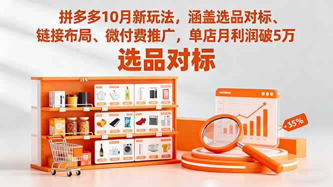 拼多多10月新玩法,涵盖选品对标、链接布局、微付费推广,单店月利润破5万-网赚项目平台