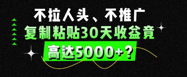 不拉人头、不推广，复制粘贴30天收益竟高达5000+？-网赚项目平台