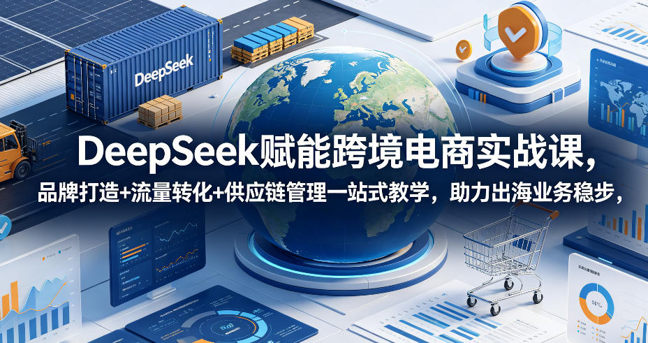 DeepSeek赋能跨境电商实战课，品牌打造+流量转化+供应链管理一站式教学，助力出海业务稳步发展-网赚项目平台