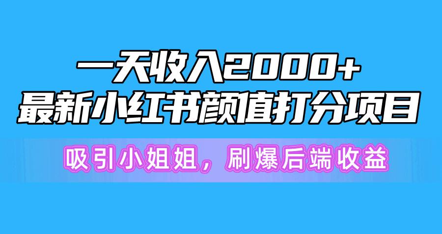 一天收入2000+，最新小红书颜值打分项目，吸引小姐姐，刷爆后端收益-网赚项目平台