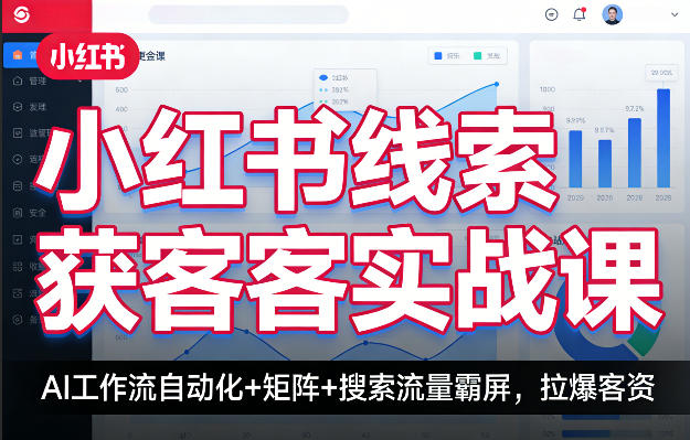 小红书线索获客实战课，AI工作流自动化+矩阵+搜索流量霸屏，拉爆客资-网赚项目平台