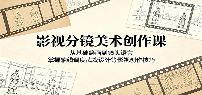 影视分镜美术创作课：从基础绘画到镜头语言，掌握轴线调度武戏设计等影视创作技巧-网赚项目平台