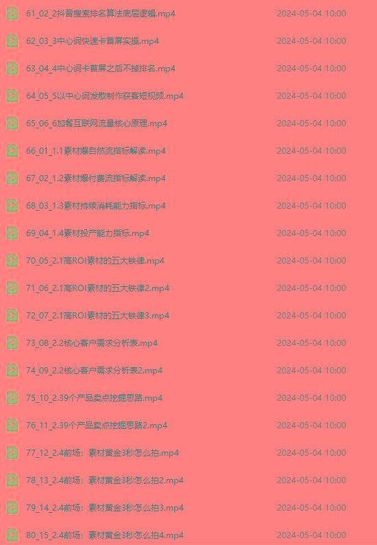 图片[4]-2024单品正价起号，直播素材投流选品：选品课+投流课+素材课+卡首屏/100节-网赚项目平台