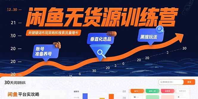 闲鱼无货源训练营：账号准备养号/垂直化选品/黑搜玩法，0基础30天盈利指南-网赚项目平台