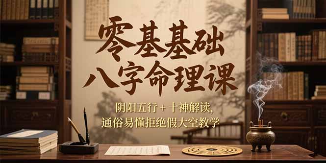 零基础八字命理课，阴阳五行+十神解读，通俗易懂拒绝假大空教学-网赚项目平台