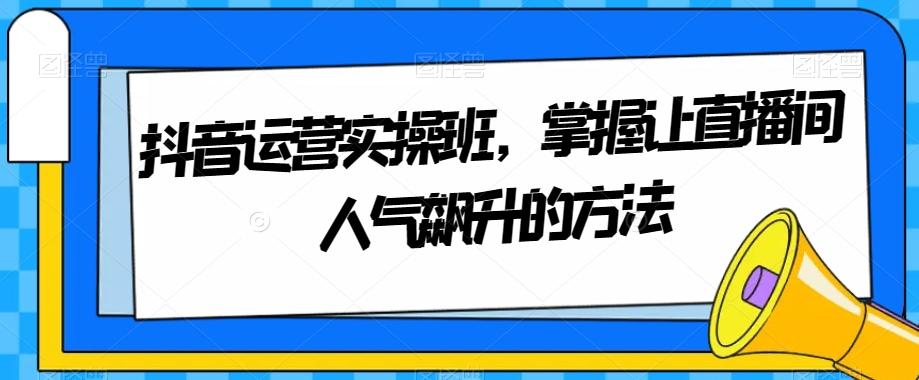 抖音运营实操班，掌握让直播间人气飙升的方法-网赚项目平台