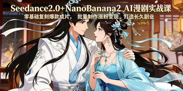 Seedance2.0+NanoBanana2 AI漫剧实战课，零基础复刻爆款成片涨粉变现，打造长久副业收益-网赚项目平台