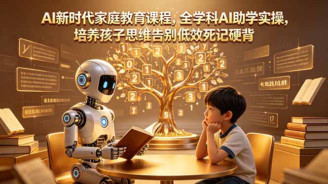 AI新时代家庭教育课程，全学科AI助学实操，培养孩子思维告别低效死记硬背-网赚项目平台