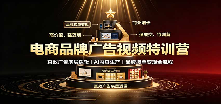 电商品牌广告视频特训：直效广告底层逻辑，AI内容生产，品牌接单变现全流程-网赚项目平台