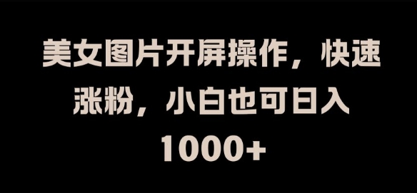美女图片开屏操作，快速涨粉，小白也可日入1k【揭秘】-网赚项目平台