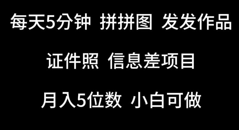 每天5分钟，拼拼图发发作品，证件照信息差项目，小白可做【揭秘】-网赚项目平台
