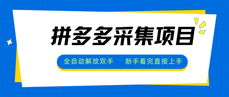 拼多多采集项目，全自动解放双手，单号日入30+-网赚项目平台