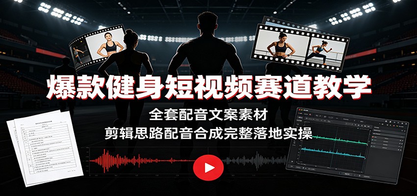 爆款健身短视频赛道教学：全套配音文案素材，剪辑思路配音合成完整落地实操-网赚项目平台
