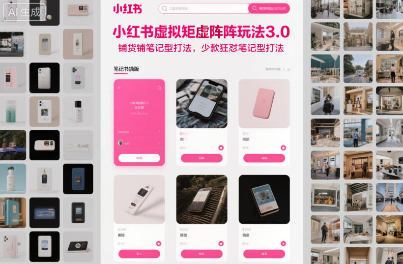 小红书虚拟矩阵玩法3.0，铺货铺笔记型打法，少款狂怼笔记型打法-网赚项目平台