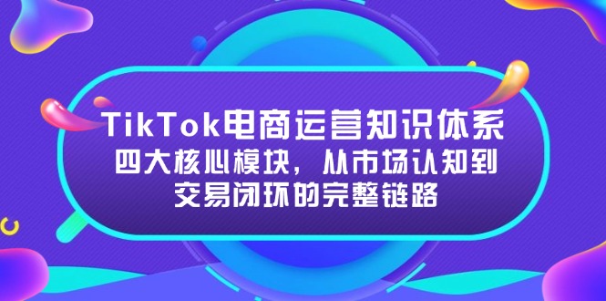 TikTok电商运营知识体系：四大核心模块，从市场认知到交易闭环的完整链路-网赚项目平台