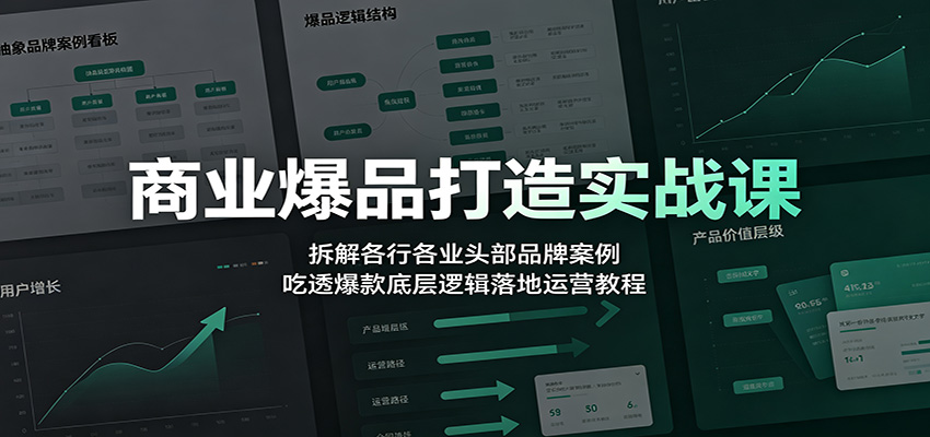 商业爆品打造实战课：拆解各行各业头部品牌案例，吃透爆款底层逻辑落地运营教程-网赚项目平台