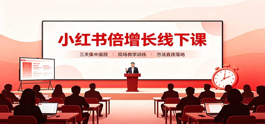 小红书倍增长线下课:三天集中面授,拆解选品、素材制作与起号全链路-网赚项目平台