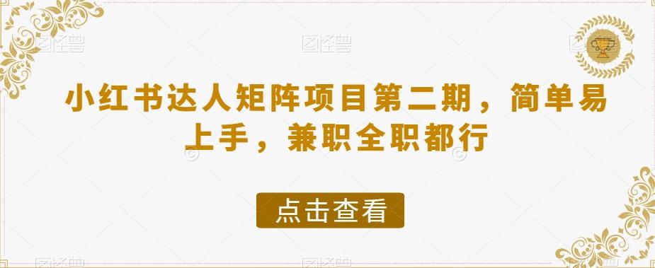 小红书达人矩阵项目第二期，简单易上手，兼职全职都行-网赚项目平台