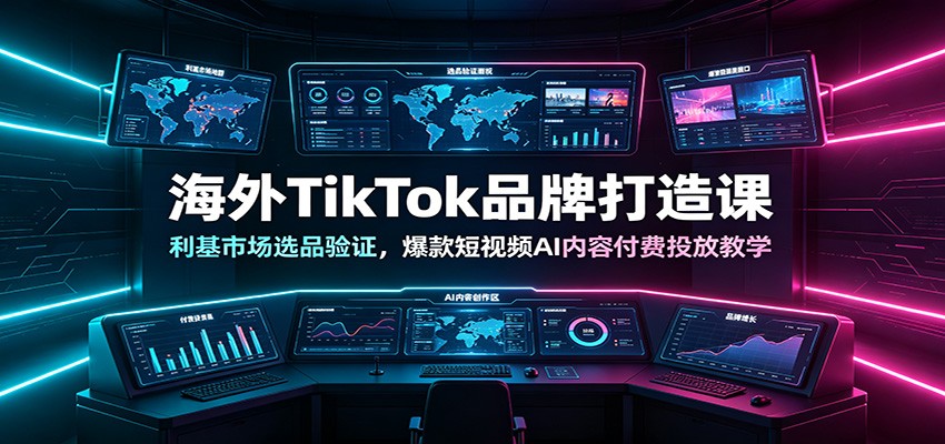 海外TikTok品牌打造课：利基市场选品验证，爆款短视频AI内容付费投放教学-网赚项目平台