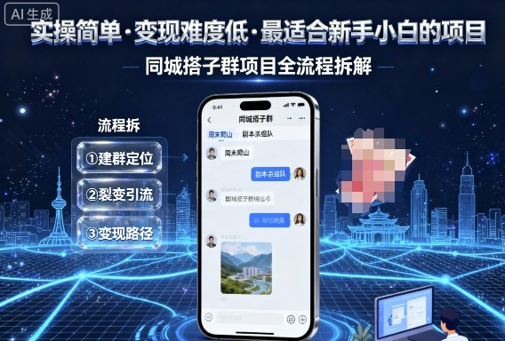 实操简单，变现难度低，最适合新手小白做的项目，每天轻松收入3张，同城搭子群项目全流程拆解-网赚项目平台